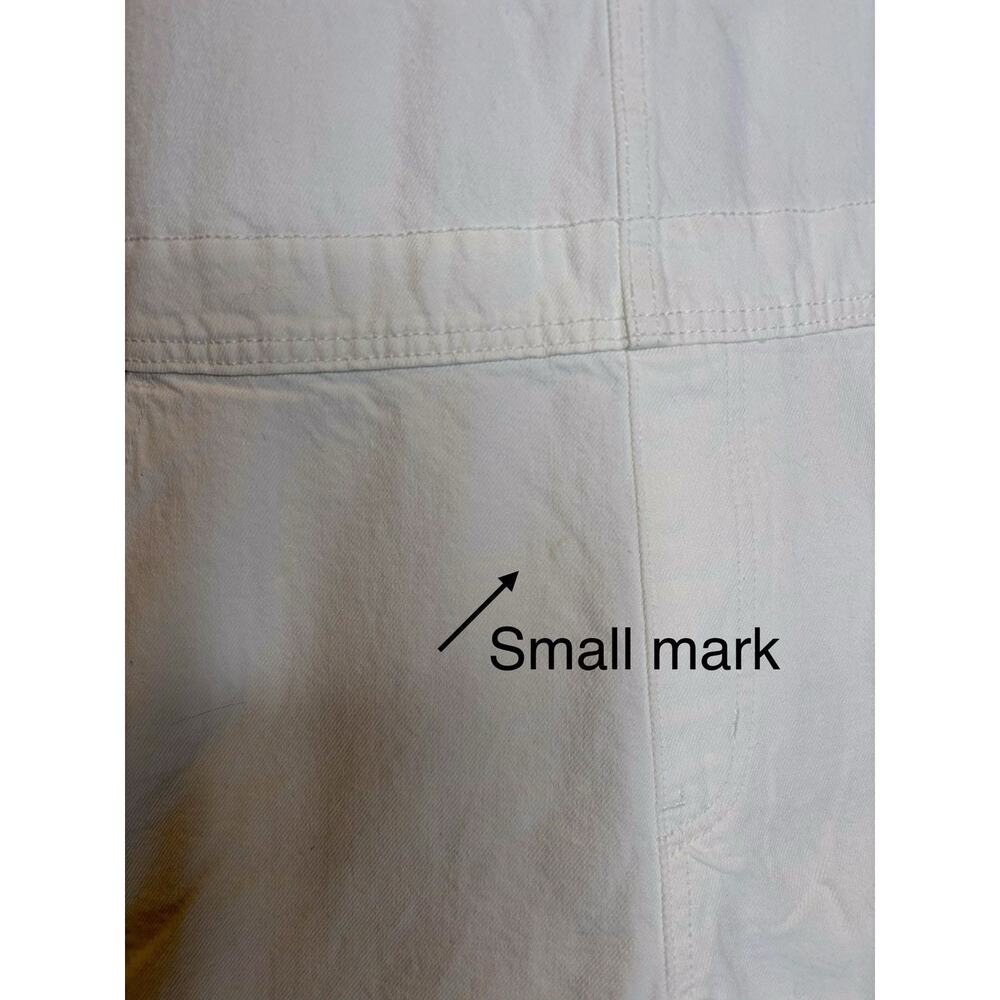 Old Navy White Denim Short Overalls Cotton Adjustable Straps Pockets L - Picture 3 of 7